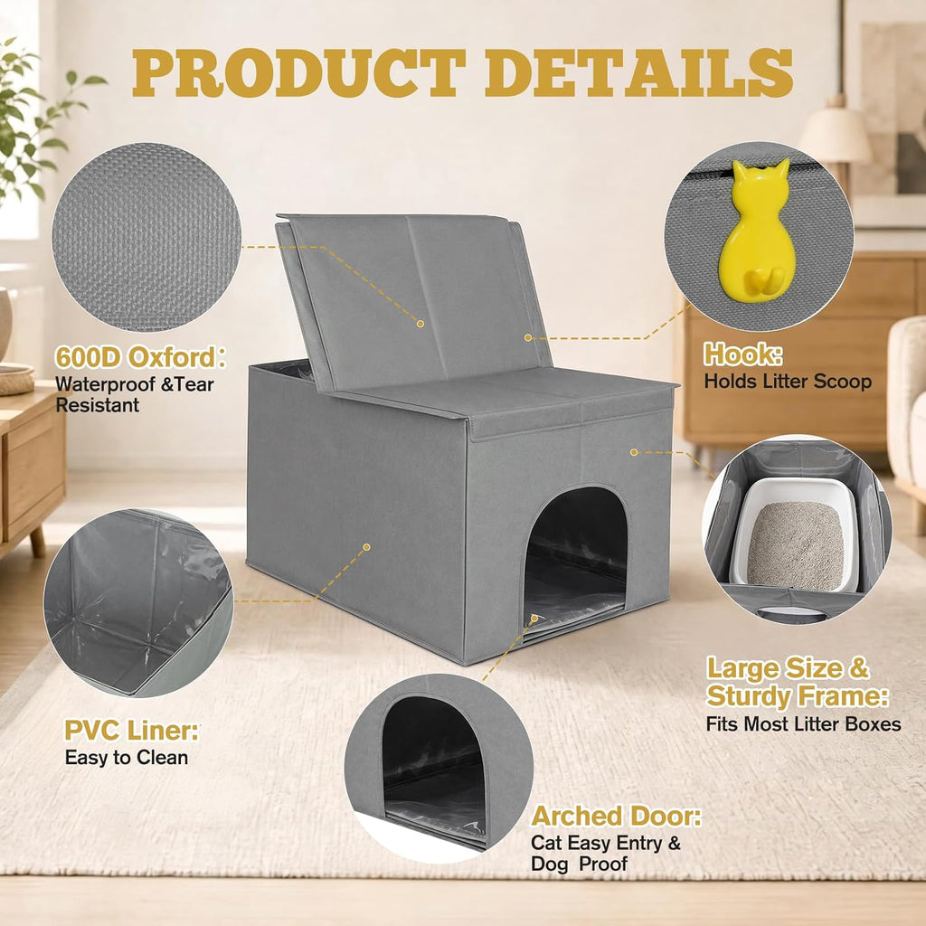 Caja de arena para gatos, caja de arena oculta impermeable y a prueba de