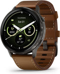 Garmin Venu® 4, Smartwatch avanzado para fitness, 45 mm, correa de cuero marrón