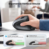 TECKNET Ratón Ergonómico, Ratones Verticales Recargables 2.4G+Bluet...