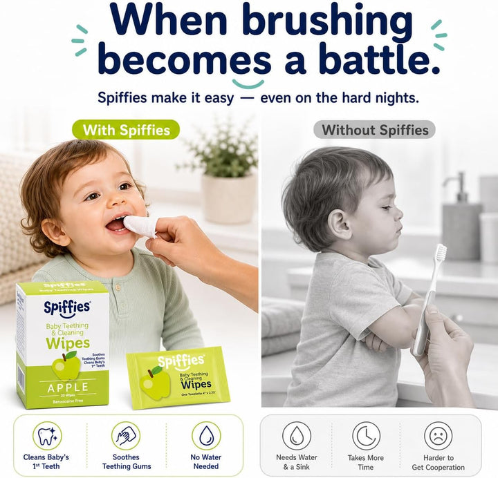 Spiffies Toallitas de dientes para el cuidado bucal del bebé, pañue...