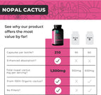Cápsulas de cactus Nopal de 1500 mg- Gorras de cactus de tuna ricas