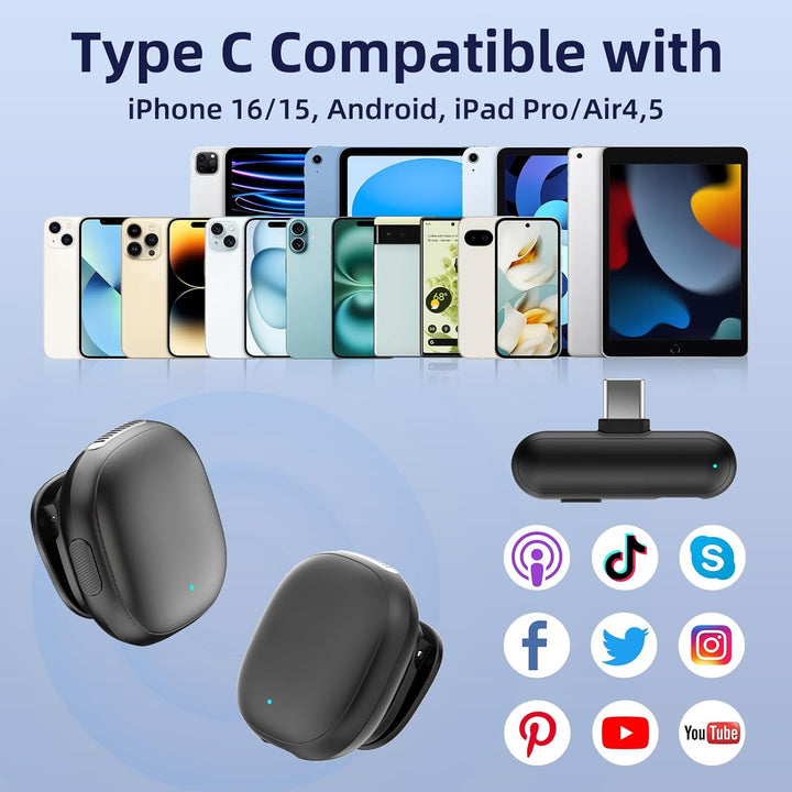 NPTCL Micrófono inalámbrico para iPhone 17 16 15 - Mini micrófono U...