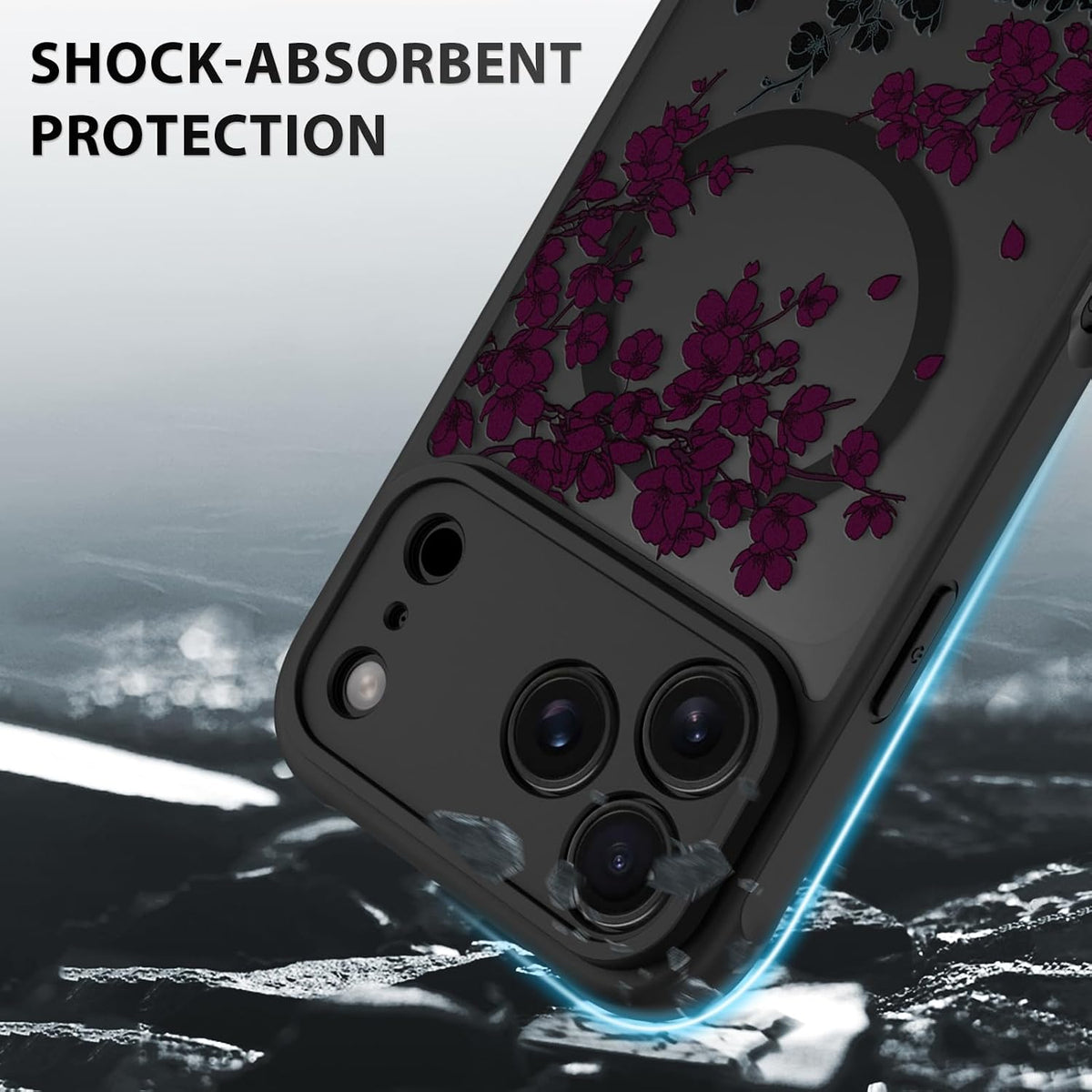 OOK Funda para teléfono con flores rojas hecha para Pro de 6.3 pulgadas