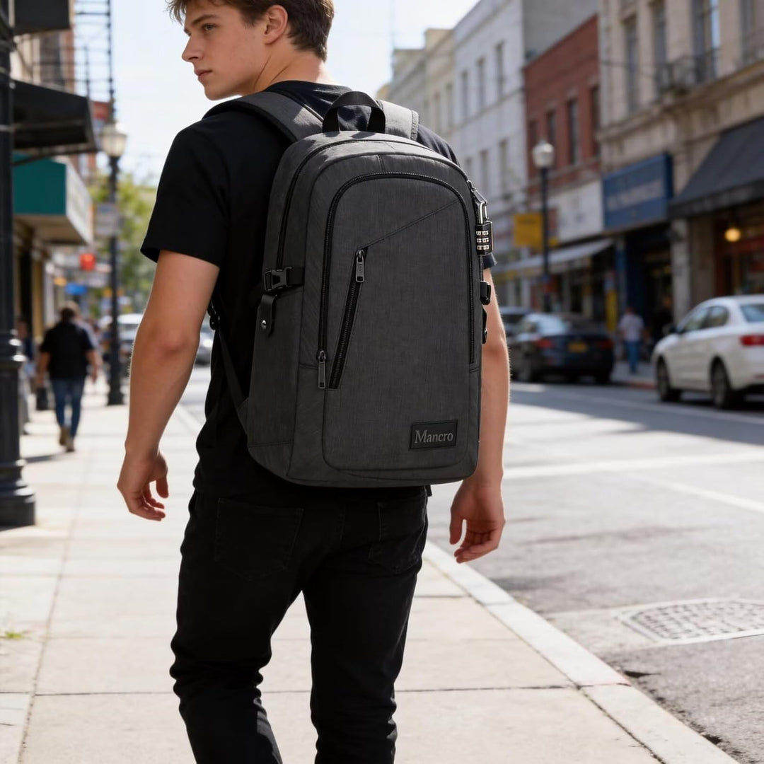 Mancro Mochila para laptop de viaje de negocios, bolsa delgada anti...