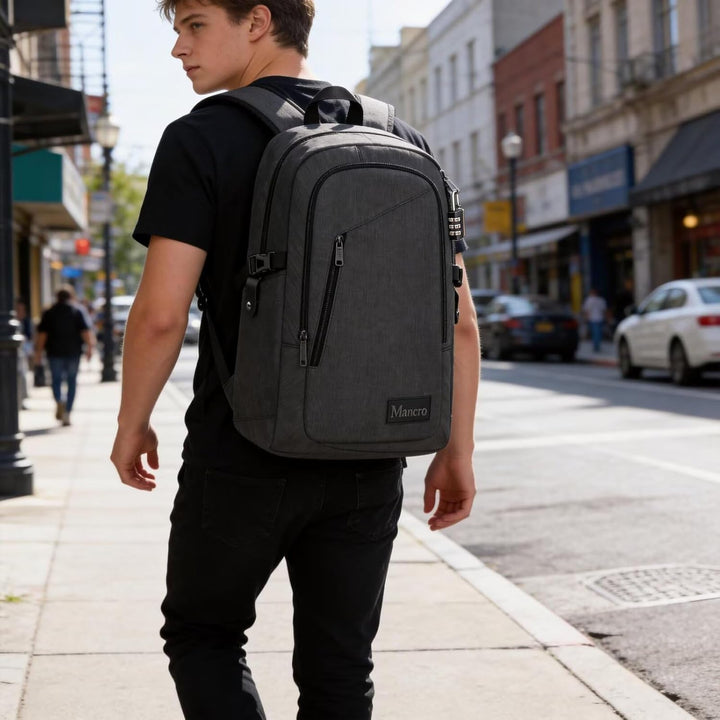 Mancro Mochila para laptop de viaje de negocios, bolsa delgada anti...