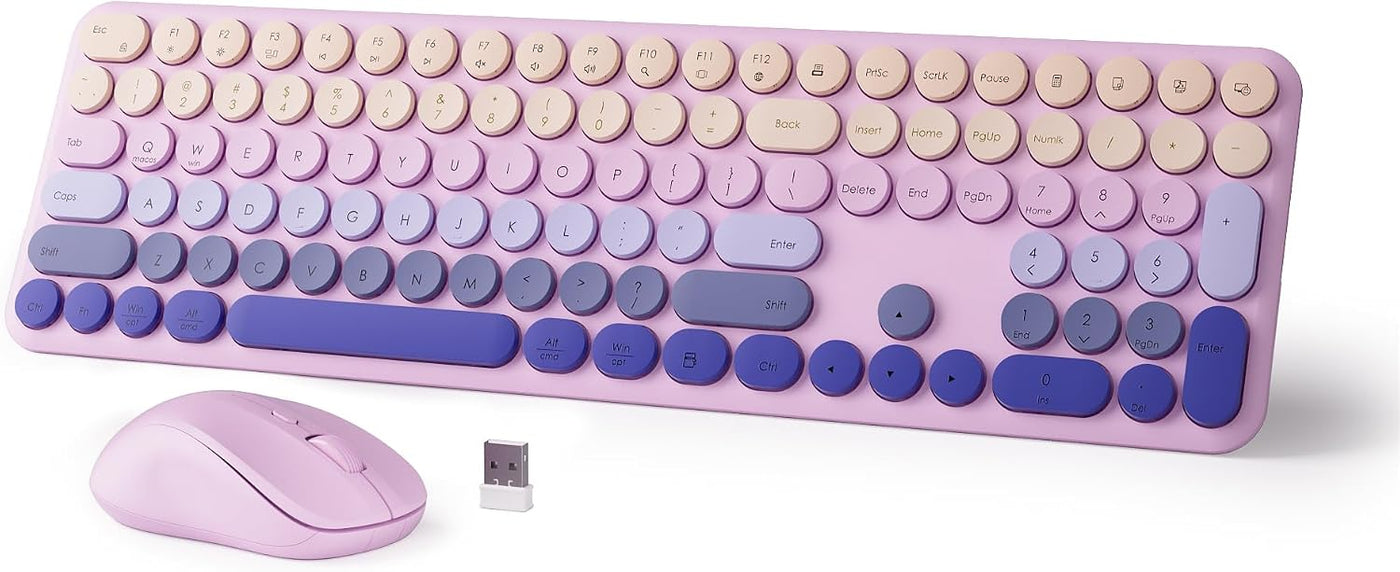 Combo de teclado y mouse inalámbricos, tamaño completo de 110 tecla...