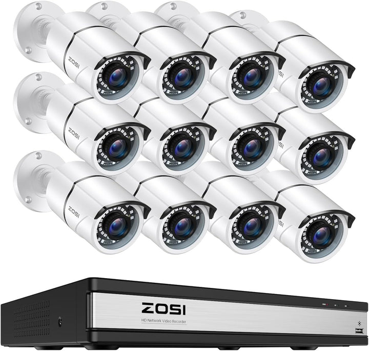 ZOSI H.265+ - Sistema de cámara de seguridad de 16 canales 1080p pa...