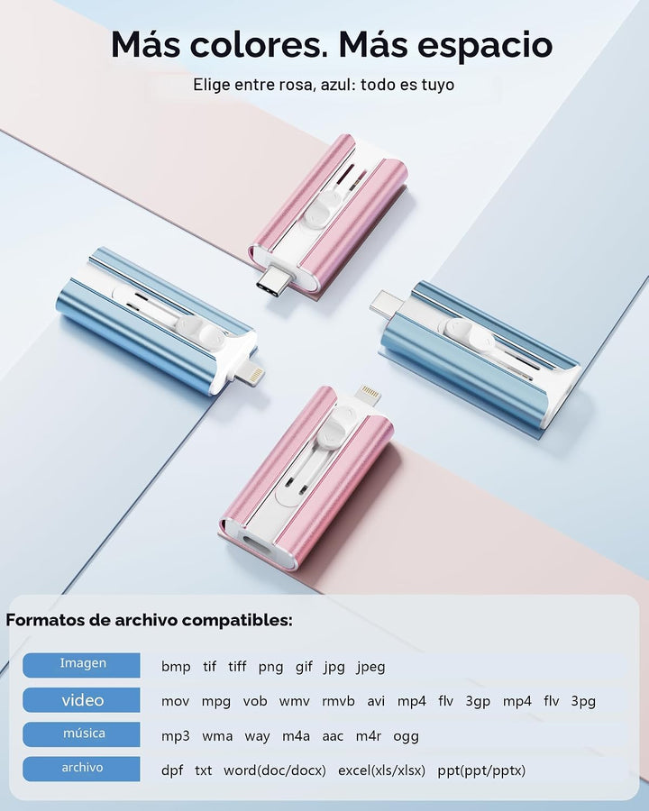 Unidad flash con certificación MFi de 256 GB para iPhone, memoria U...