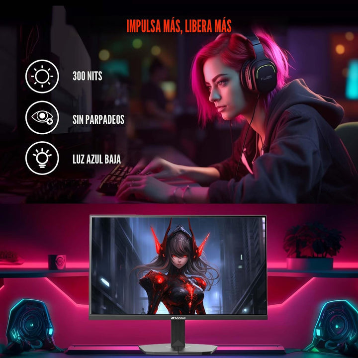 SANSUI - Monitor de juegos de 24 pulgadas 200Hz 180Hz 1Ms FreeSync...