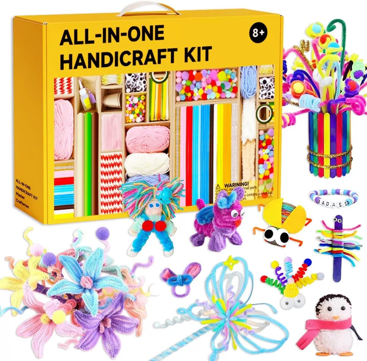 Fusihey Suministros de manualidades para niños: caja de kit de manualidades para niños con más de 3000 piezas, kit de artes y manualidades para niños de 4 a 8 años y 8 a 12 años, caja de almacenamiento para niñas y niños, juego de materiales de arte a