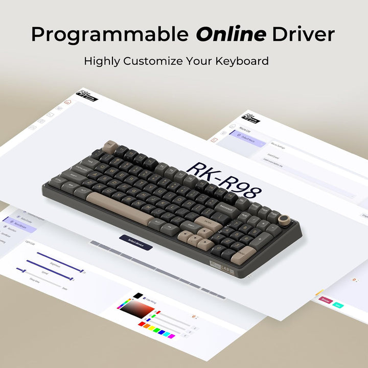 RK ROYAL KLUDGE R98 Pro - Teclado mecánico con cable, teclado RGB p...