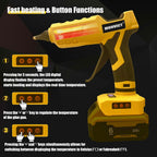 Pistola de pegamento sin cable para batería Dewalt 20V, pistola de pegamento caliente eléctrica portátil de tamaño completo de 100W de potencia eléctrica con temperatura digital ajustable