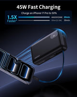 Banco de energía con cargador portátil de 45 W, 20000 mAh con cable...