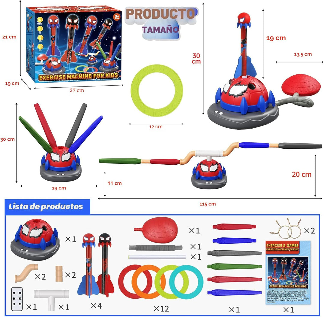 Lanzacohetes Spider 3 en 1 para Niños: 4 Cohetes Spider Geniales, J...
