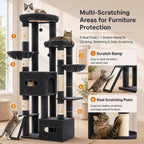 Árbol de gato de 75 pulgadas de alto para gatos de interior, grande
