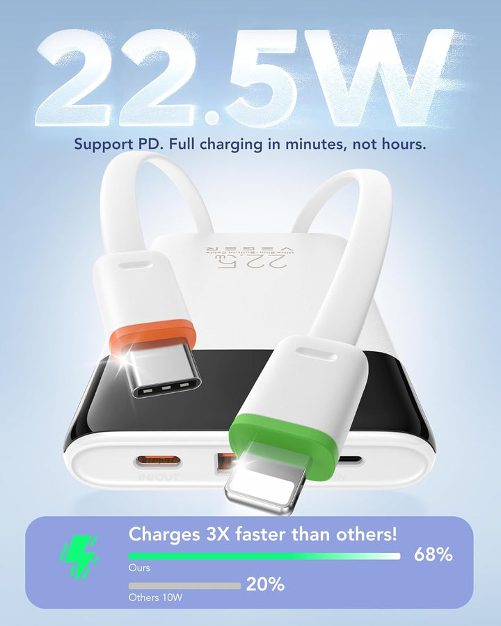 VEGER Cargador portátil, ultra delgado de 22.5 W de carga rápida co...