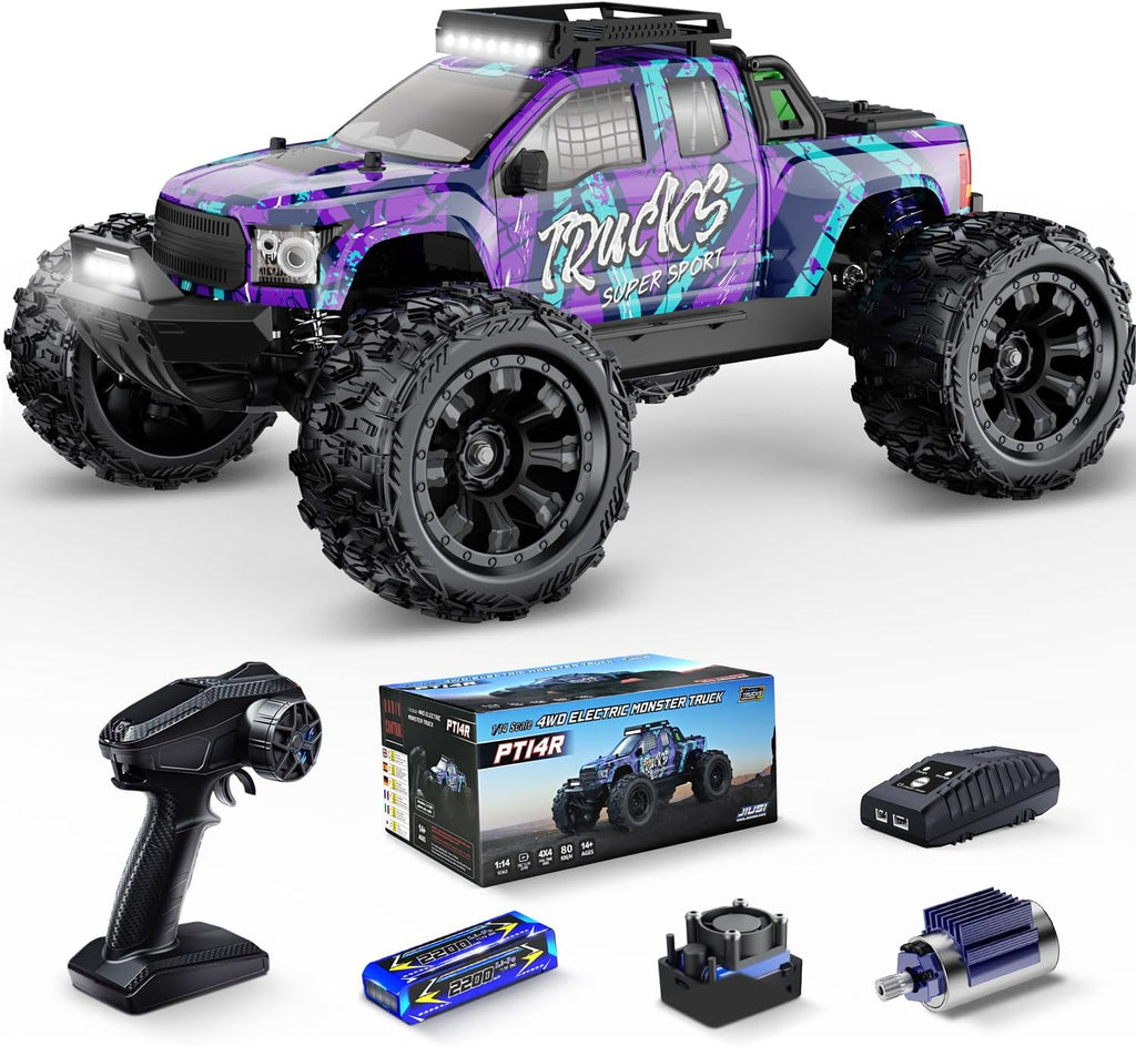 1/14 RC Cars 50 KPH 4WD Camión Offroad con 25W Cargador Rápido 3S