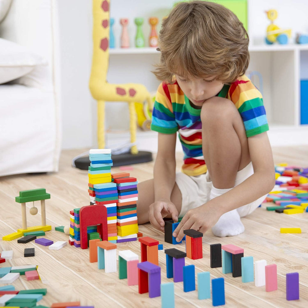 Set de 1000 piezas Dominó de madera para niños, bloques de construcción, juegos de carrera con bolsa de almacenamiento Lewo