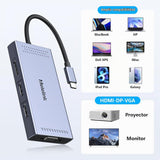 Estación de acoplamiento USB C con adaptador de monitor dual HDMI,...