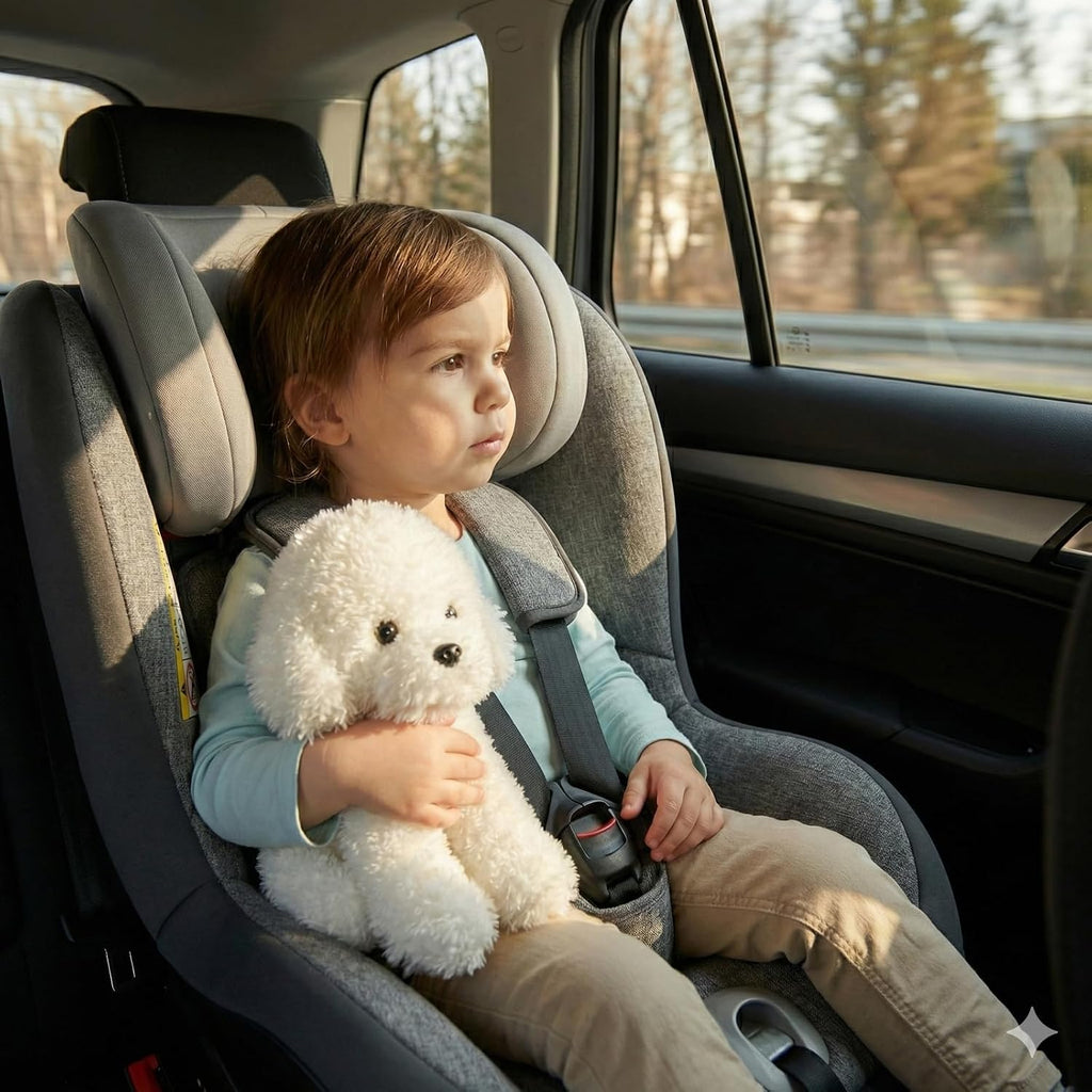 Cachorro de perro de peluche caniche blanco