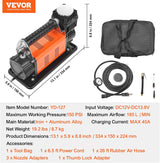 VEVOR - Inflador de neumáticos portátil de 12V, compresor de aire d...