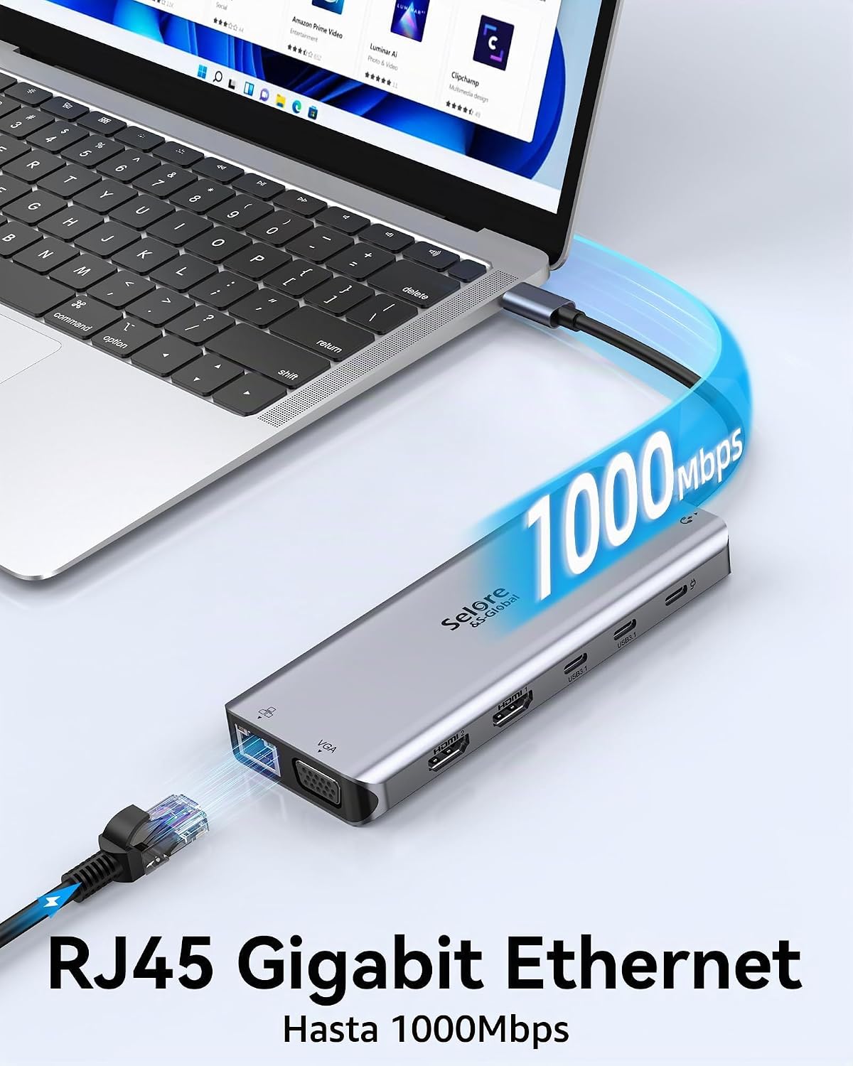 Estación de acoplamiento Selore USB C de monitor dual, estación de...