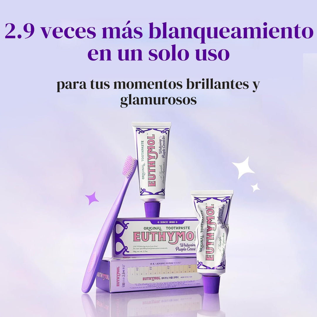 Euthymol Pasta de dientes blanqueadora morada, para dientes amarill...