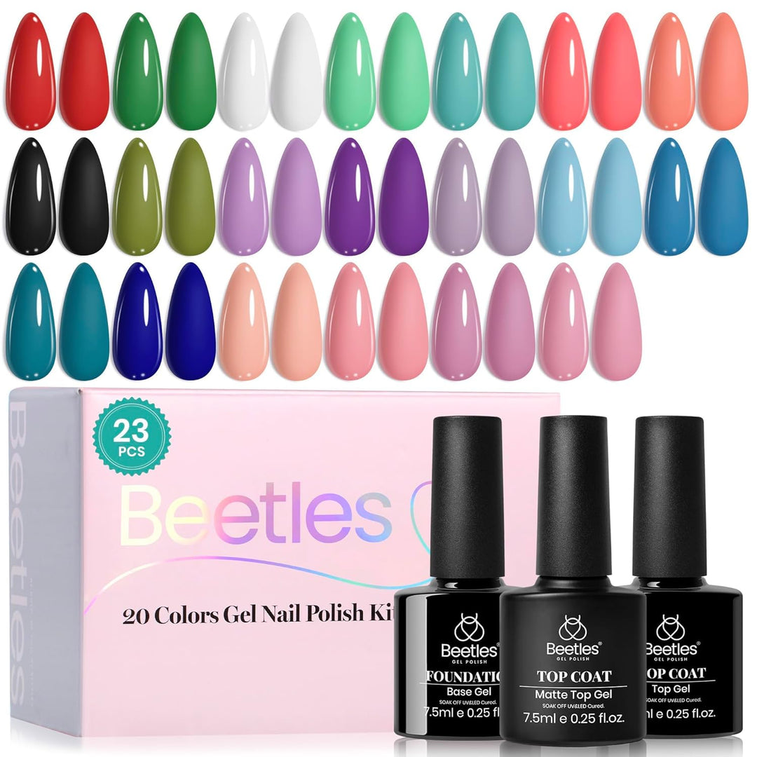 Beetles - Juego de 23 esmaltes de uñas de gel, colores primaverales...