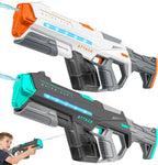 Paquete de 2 pistolas de agua eléctricas para adultos, pistolas de chorro para niños con luz y gran capacidad, potente pistola de agua de hasta 28-32 pies de alcance para verano, piscina, fiesta
