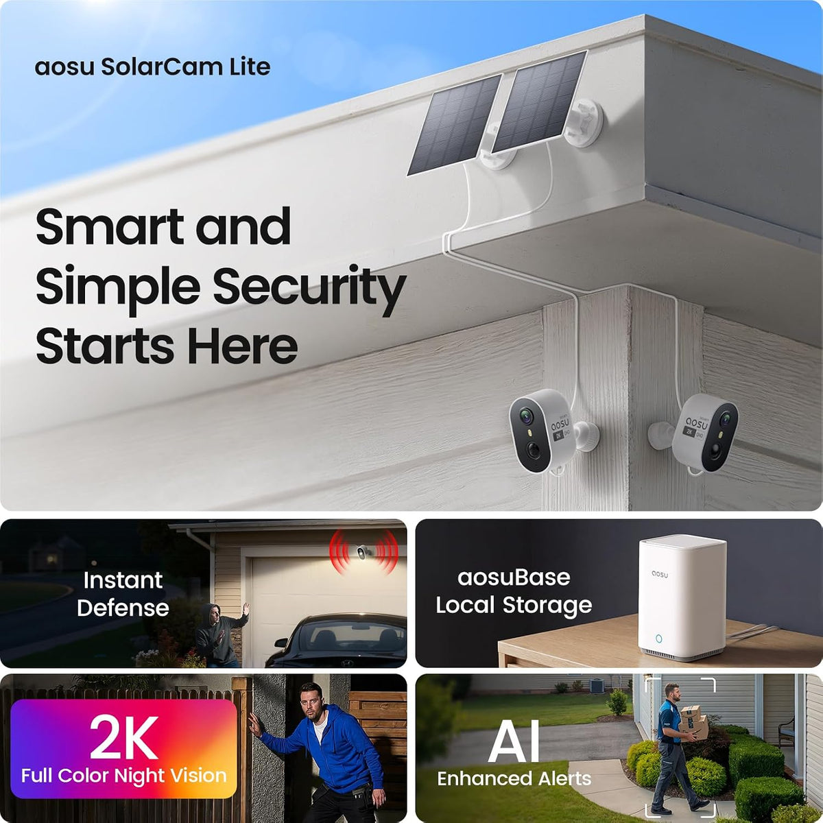 aosu Sistema al aire libre inalámbrico de las cámaras de seguridad solar 2K