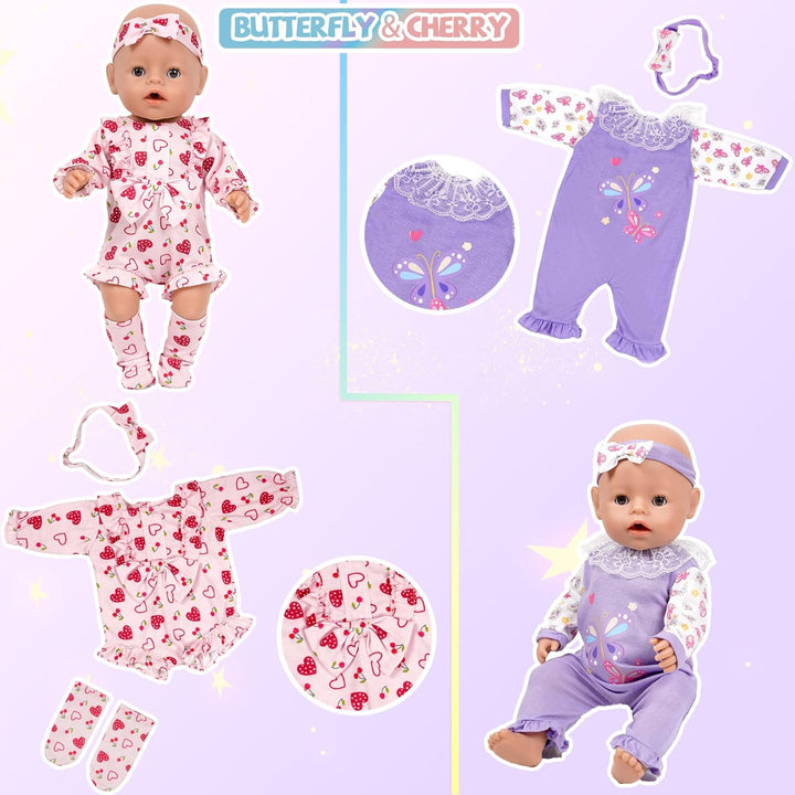 WONDOLL 6 juegos de ropa para muñecas bebé de 14 a 16 pulgadas, con...