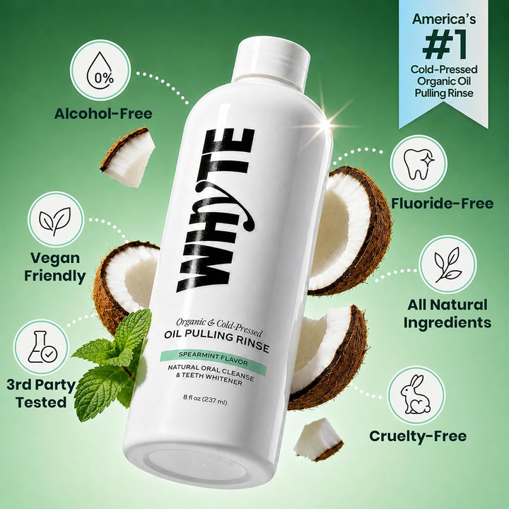 Whyte Enjuague bucal orgánico con aceite de coco para el mal alient...