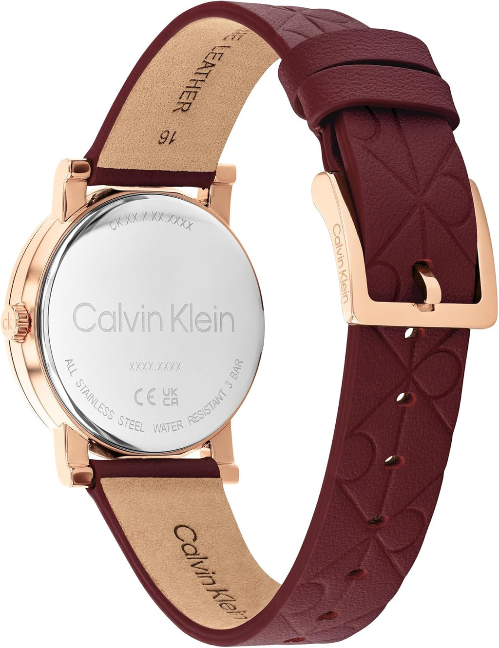 Calvin Klein Reloj de piel con monograma CK para mujer, caja de 1.260 in - Esfera icónica estampada, estilo minimalista atemporal - Regalo para ella