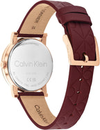 Calvin Klein Reloj de piel con monograma CK para mujer, caja de 1.260 in - Esfera icónica estampada, estilo minimalista atemporal - Regalo para ella