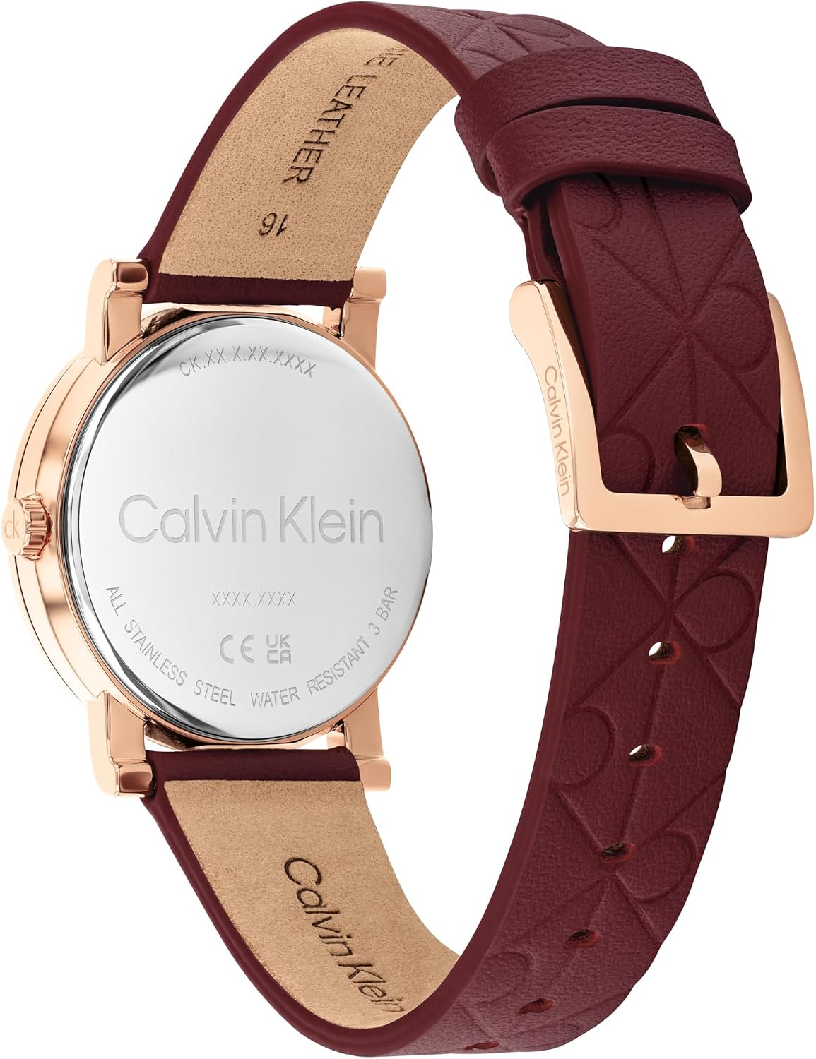 Calvin Klein Reloj de piel con monograma CK para mujer, caja de 1.260 in - Esfera icónica estampada, estilo minimalista atemporal - Regalo para ella