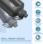 Coolflask Botella de agua de 128 onzas aislada con popote y 3 tapas a