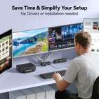 Conmutador KVM de 4 monitores para 4 computadoras HDMI + DisplayPort, conmutador KVM KCEVE DP con conector de audio, 8K @30Hz/4K @144Hz para 4 PC, comparte 4 displays y 4 dispositivos USB 3.0