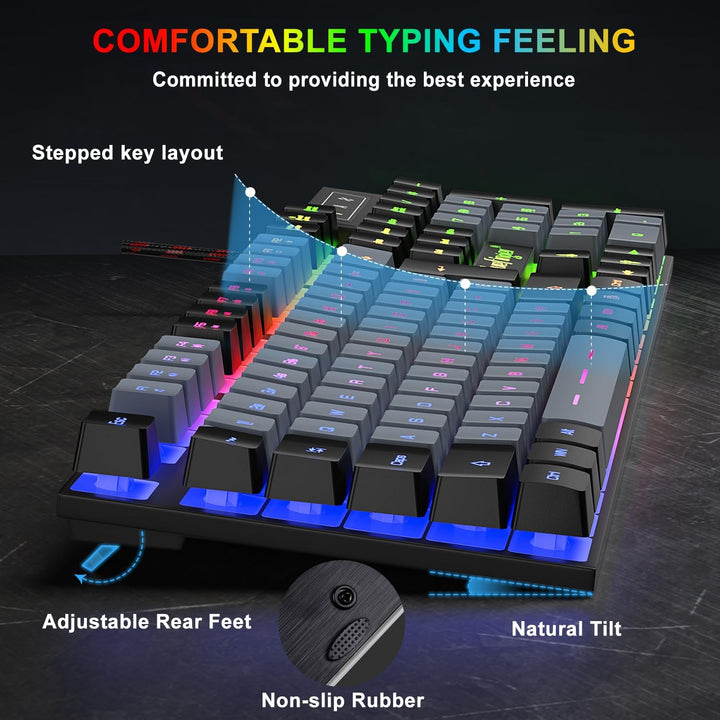 BlueFinger Combo de Teclado RGB para Juegos y Mouse Retroiluminado,...