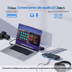WAVLINK Estación de acoplamiento, base DisplayLink con 3 monitores para Mac y Windows, 13 en 1 con carga de 100 W, 3 HDMI, 5 puertos USB, Ethernet, SD/TF, audio