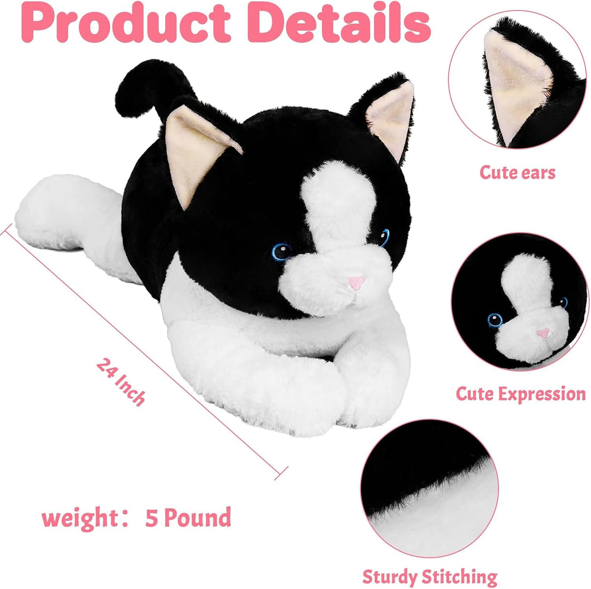 Wepop Animales de Peluche con Peso de 5 Libras, Peluche de Gato