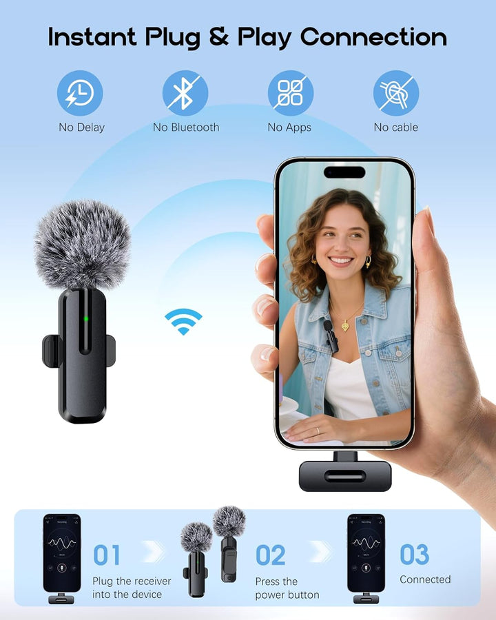 ZOPPLM Mini micrófono inalámbrico para iPhone \u2013 Micrófono Blue...