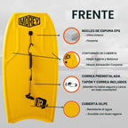 MOREY® Tabla Boogie. Mach 12 MDS, bodyboard de 42.5 pulgadas. Tablas de cuerpo de velocidad dinámica para playa, para todos los niveles de habilidad, cuerda de fibra de vidrio integrada, con correa de