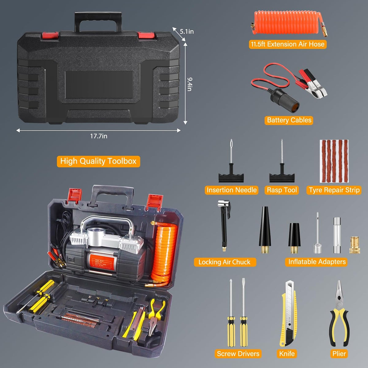 GSPSCN 12V Digital Heavy Duty Neumáticos Inflador Portátil Compreso...