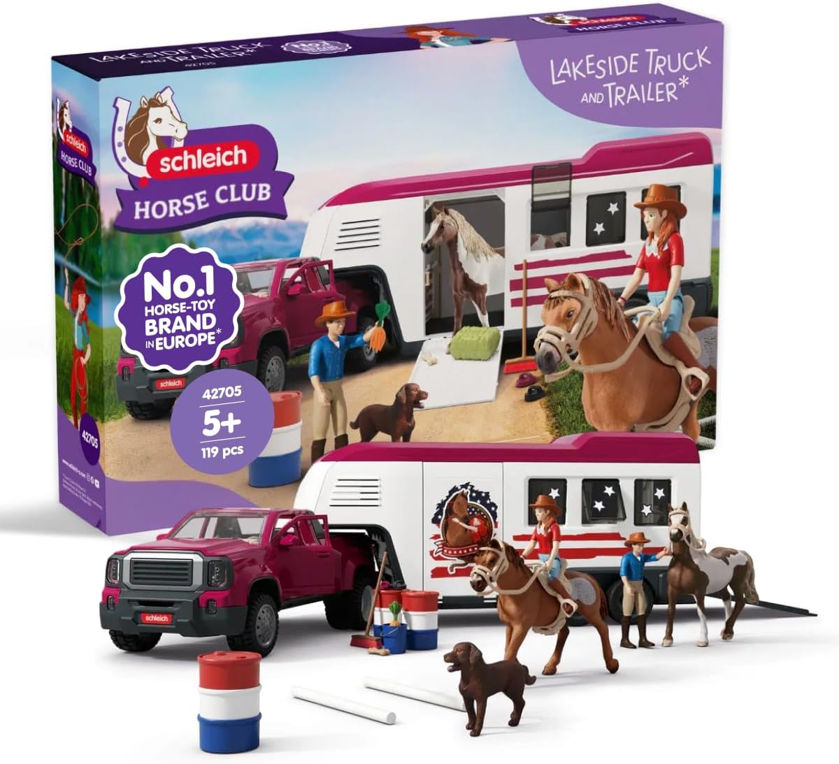 Schleich Horse Club - 119Pc Lakeside Truck y Trailer - Kids 5+ | 42705