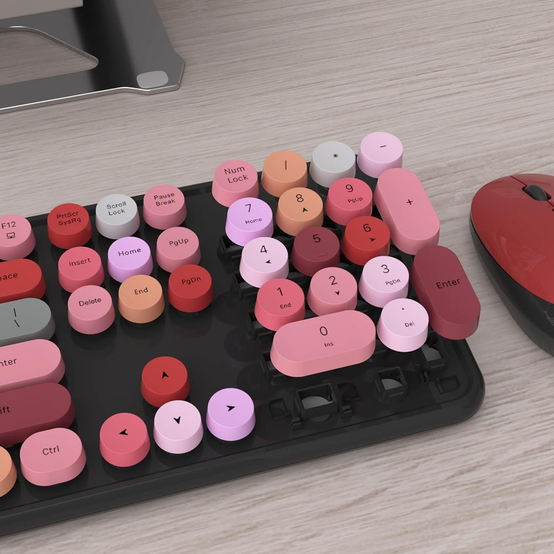 UBOTIE Teclado inalámbrico colorido para computadora y mouse óptico...