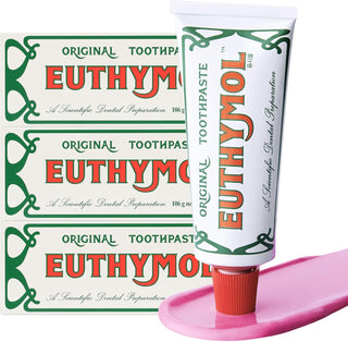 EUTHYMOL Pasta de dientes rosa original (3.7 onzas líquidas x 3, pa...