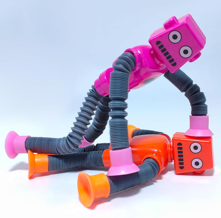 8 piezas de juguete robot con ventosa, tubos telescópicos que cambi...