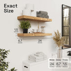 Estantes flotantes de madera natural para pared de 24 pulgadas