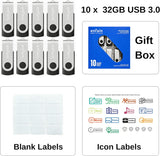 Enfain Unidad flash USB 3.0 de 32 GB para compartir, paquete de 10...