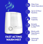 Humidificador Vicks, de rocío cálido con apagado automático., V745A/V745-JUV, gris, 1, 1